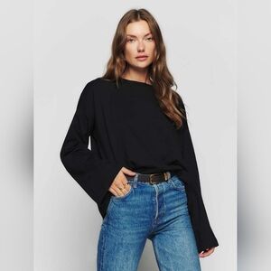 Reformation Oversized Long Sleeve Tee Black Size Medium